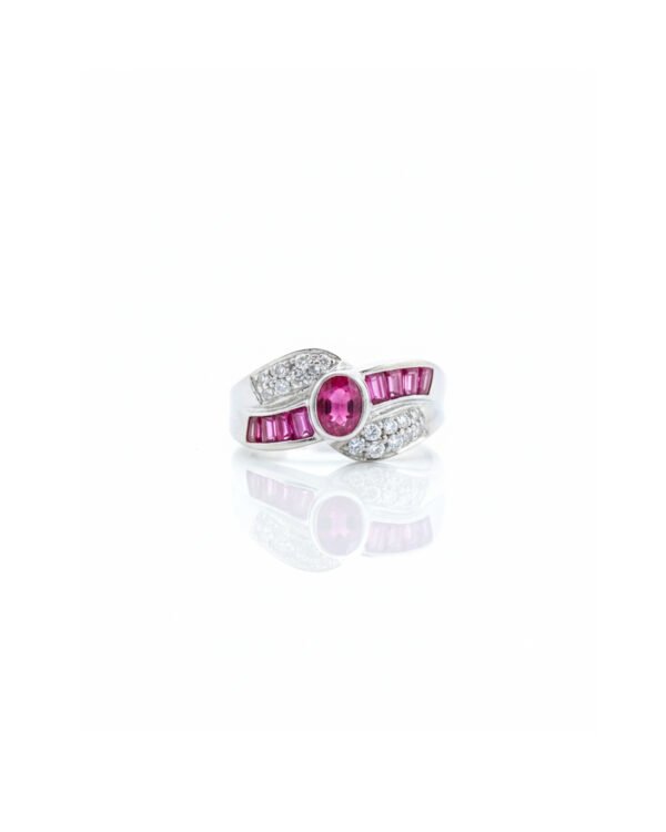 925 Silver Ruby and White Sapphire Bowknot Ring L66633 – Handmade Sterling Silver Cocktail Jewelry