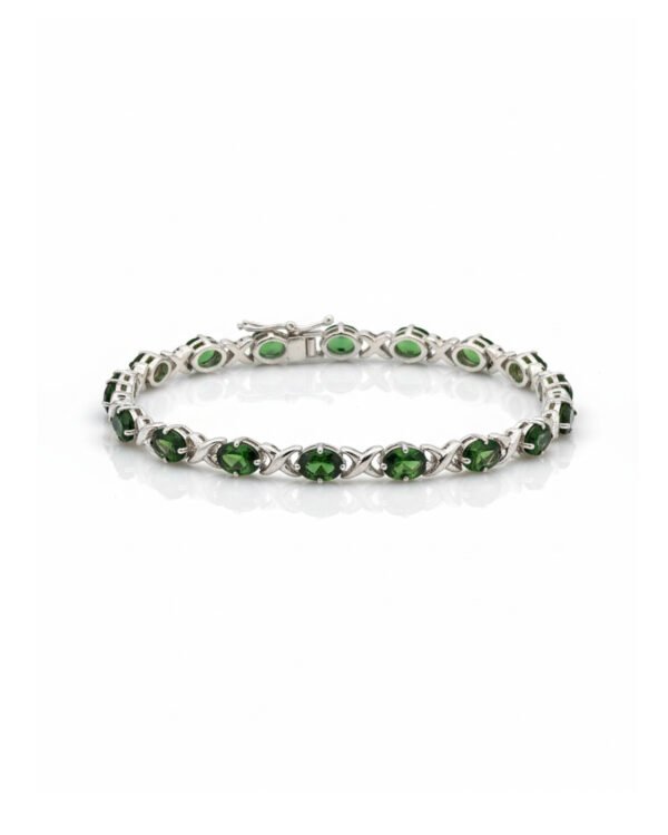 925 Silver Chrome Diopside Tennis Bracelet L66637 – Handmade Sterling Silver Green Gemstone Jewelry