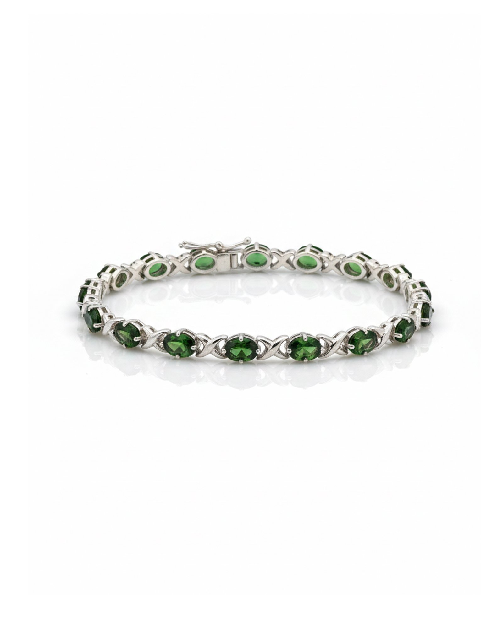 925 Silver Chrome Diopside Tennis Bracelet L66637 – Handmade Sterling Silver Green Gemstone Jewelry
