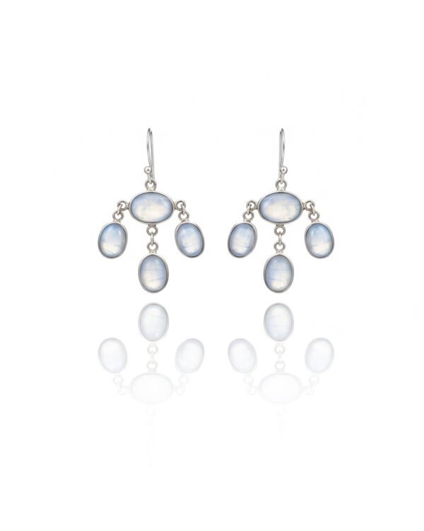 925 sterling silver moonstone dangle earrings with French hook – L66630, elegant handcrafted gemstone jewelry
