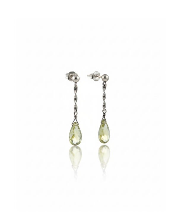 925 Silver Lemon Quartz Drop Earrings L66636 – Handmade Sterling Silver Teardrop Dangle Jewelry