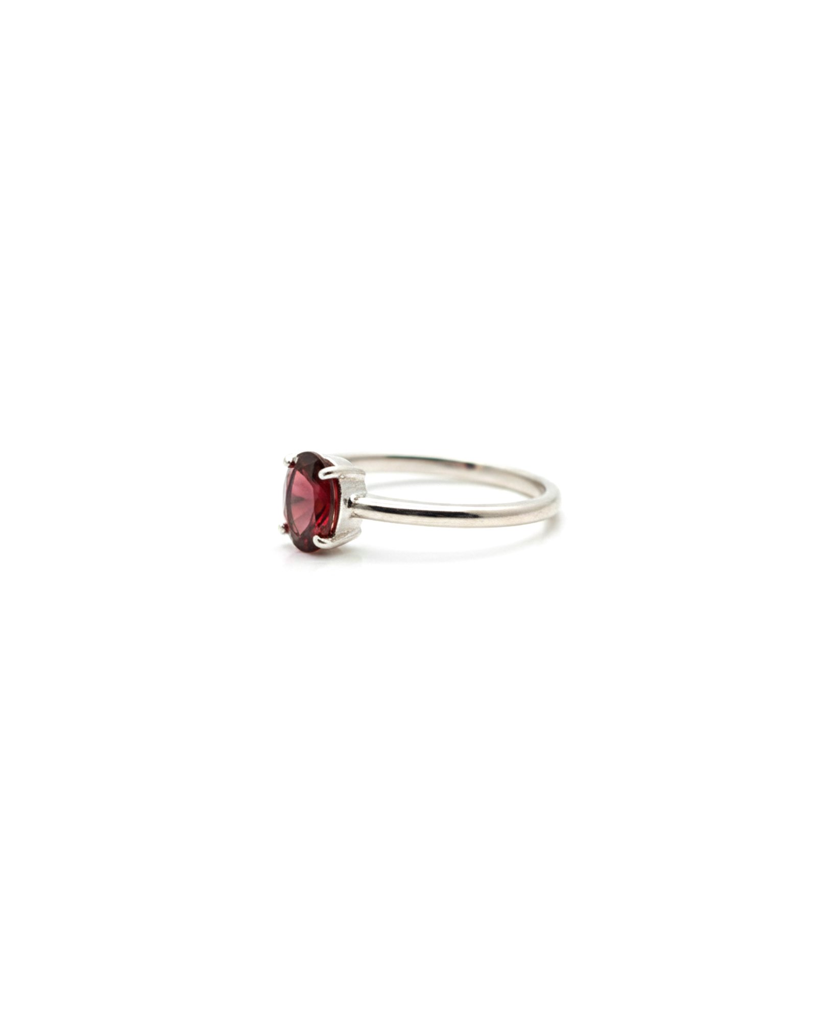 Side View of 925 Silver Garnet Solitaire Adjustable Ring – Elegant Birthstone Jewelry for Women