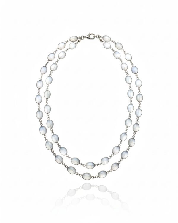 925 Silver Riviere Necklace with Sri Lankan Cabochon Moonstone - L66613