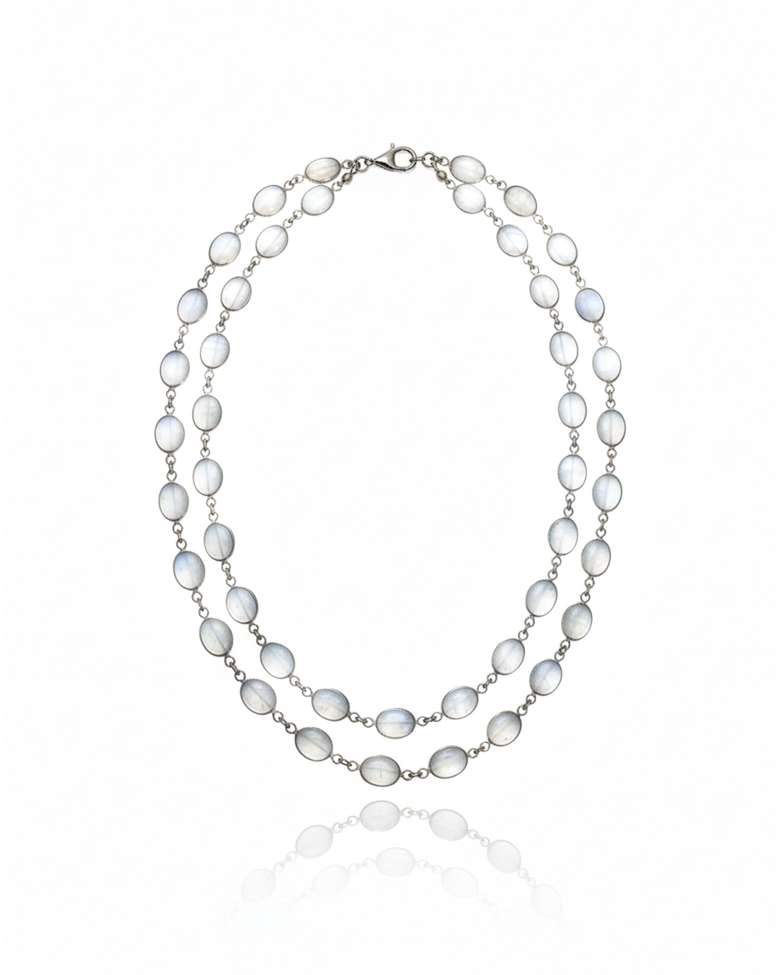 925 Silver Riviere Necklace with Sri Lankan Cabochon Moonstone - L66613