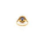 Rear view of 14K Gold Double Cluster Ring with Blue Sapphire and Diamonds - L66612