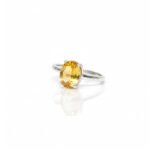 925 Silver Citrine Solitaire Ring L66643 – Side View Highlighting Solitaire Prong Setting and Sterling Silver Band, Yellow Gemstone Ring