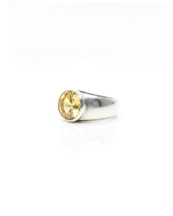 925 sterling silver bezel-set citrine ring side view - modern signet ring, chunky unisex jewelry