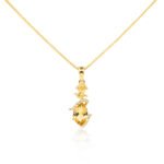 925 yellow gold-plated sterling silver pendant with pear-shaped citrine center and white topaz halo, vintage filigree design